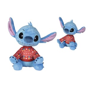 Simba Disney Stitch Plüschfigur im Weihnachtspullover, 25 cm, blau.