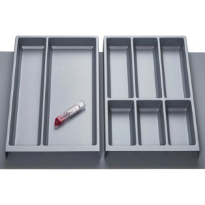 SOTECH ORGA-BOX Vario SET 2 Silbergrau für 100er Schublade Mehrzweckeinsatz Besteckeinsatz Antirutschmatte Orga-Weave