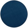 Runder, dunkelblauer Kurzflorteppich Joy Velours, 160cm Durchmesser.