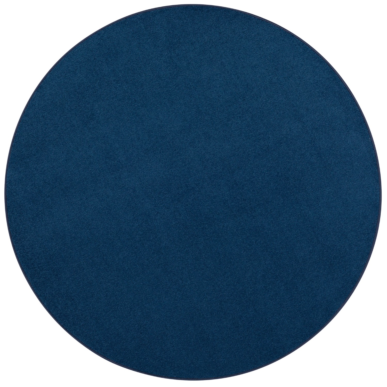 Runder, dunkelblauer Kurzflorteppich Joy Velours, 160cm Durchmesser.