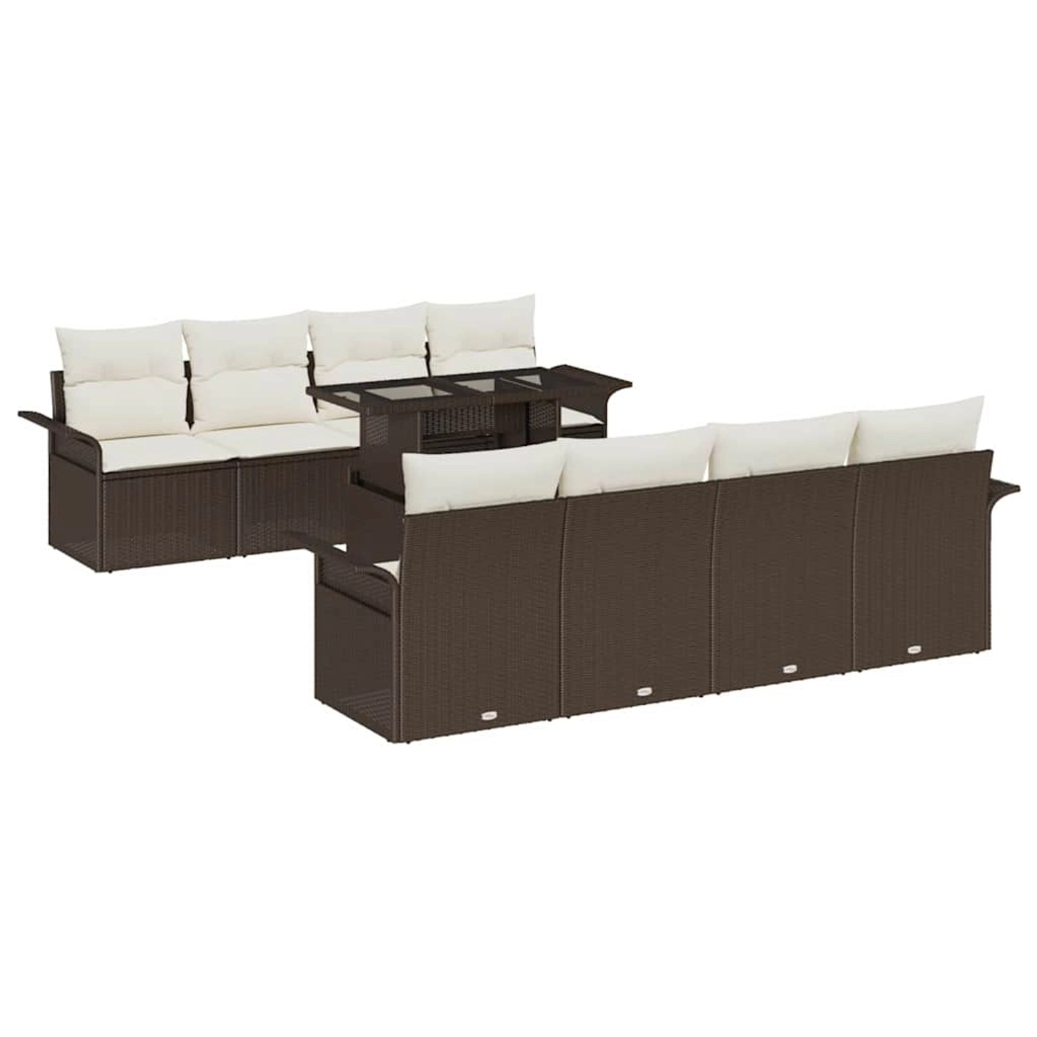vidaXL Garten-Sofa-Set mit Kissen 9-Tlg Braun Poly Rattan 3348244 günstig online kaufen