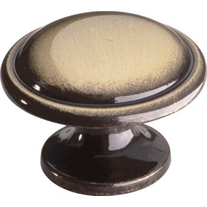 Knopf 549, Altmessing brüniert, runder Möbelknopf aus Metall für Schränke und Schubladen.