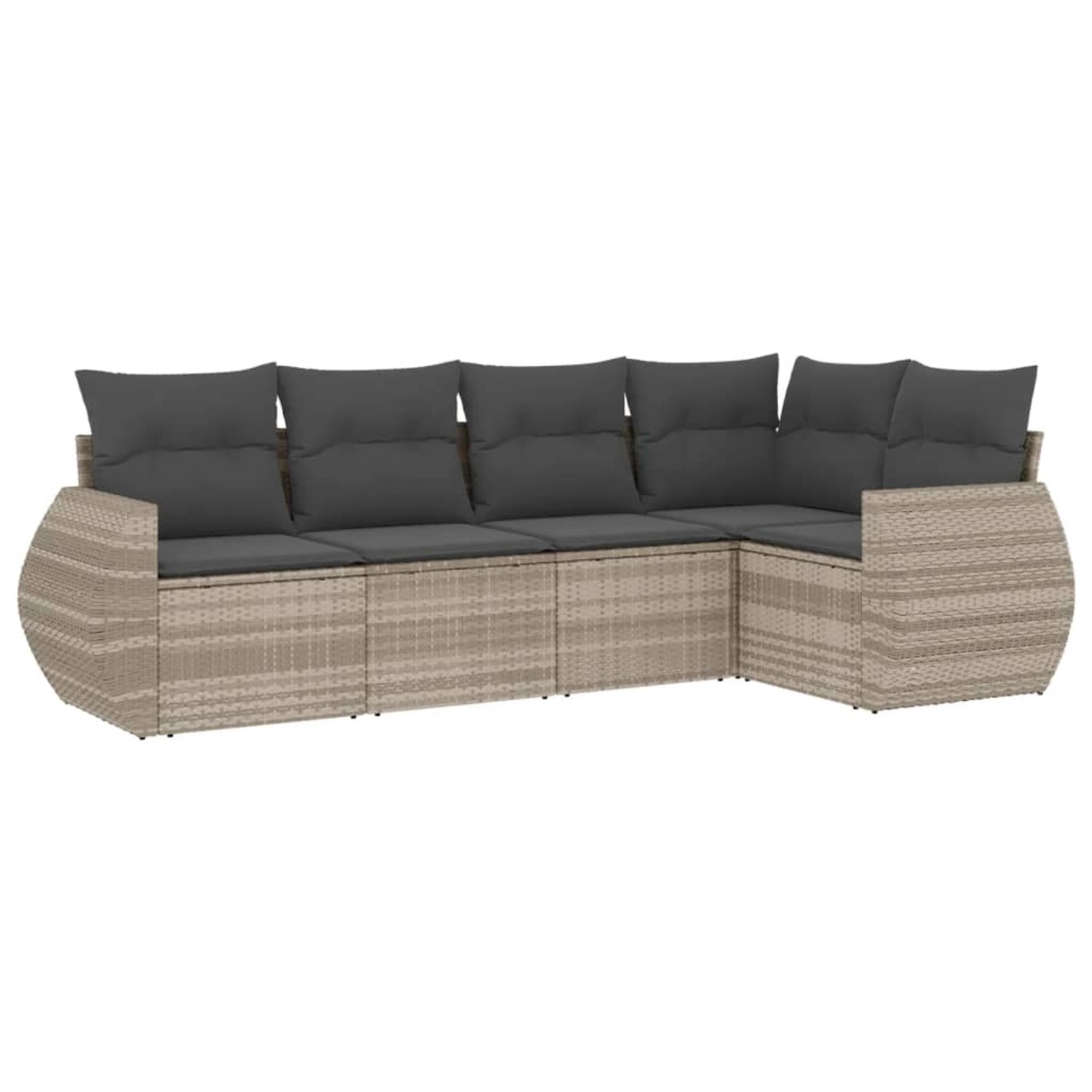 vidaXL 5-Tlg Garten-Sofagarnitur mit Kissen Hellgrau Poly Rattan 3253669 günstig online kaufen