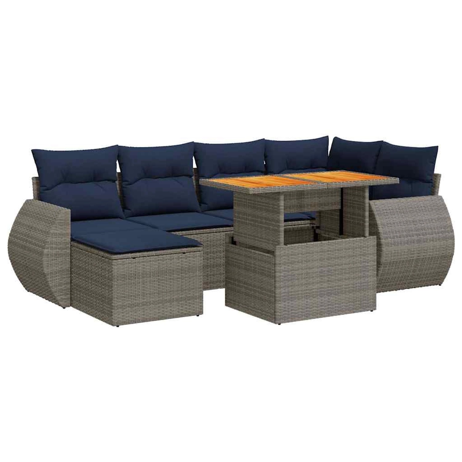 vidaXL 7-Tlg Garten-Sofagarnitur mit Kissen Grau Poly Rattan 3327288 günstig online kaufen