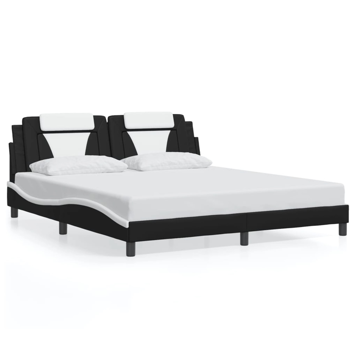 vidaXL Bettgestell Viana ohne Matratze Schwarz und Weiß 180x200 cm Kunstled günstig online kaufen