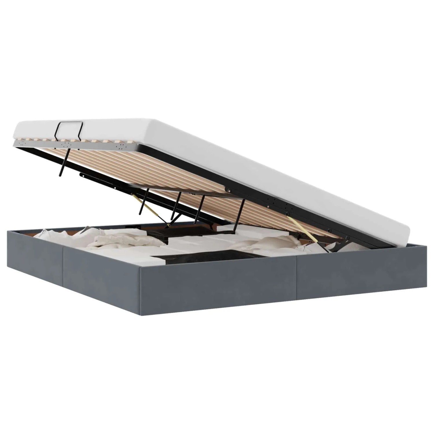 vidaXL Aufbewahrungsbett mit Kopfteil Dunkelgrau 180 x 200 cm Samt 3442899