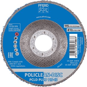 Pferd PCLD Plus Vlieswerkzeug, 115 mm Durchmesser. Schleifscheibe für Schleifmaschinen, blau.