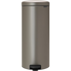 Brabantia Treteimer NewIcon 30 l in Platinum, runder Mülleimer mit Tretpedal.