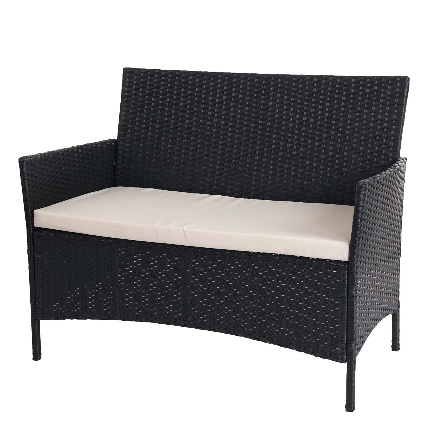 MCW Poly-Rattan Gartenbank Hamar anthrazit Kissen Creme