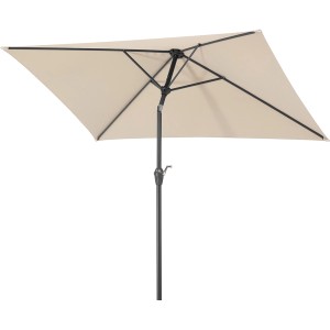 Rechteckiger, naturfarbener Schneider Marktschirm (210x130 cm) mit Kurbelmechanik.