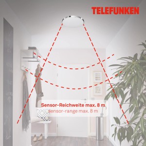 Telefunken LED-Deckenleuchte Newa, weiß-chrom, mit Sensorfunktion im Flur.