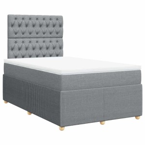 vidaXL Boxspringbett mit Matratze Hellgrau 120x200 cm Stoff 3294330