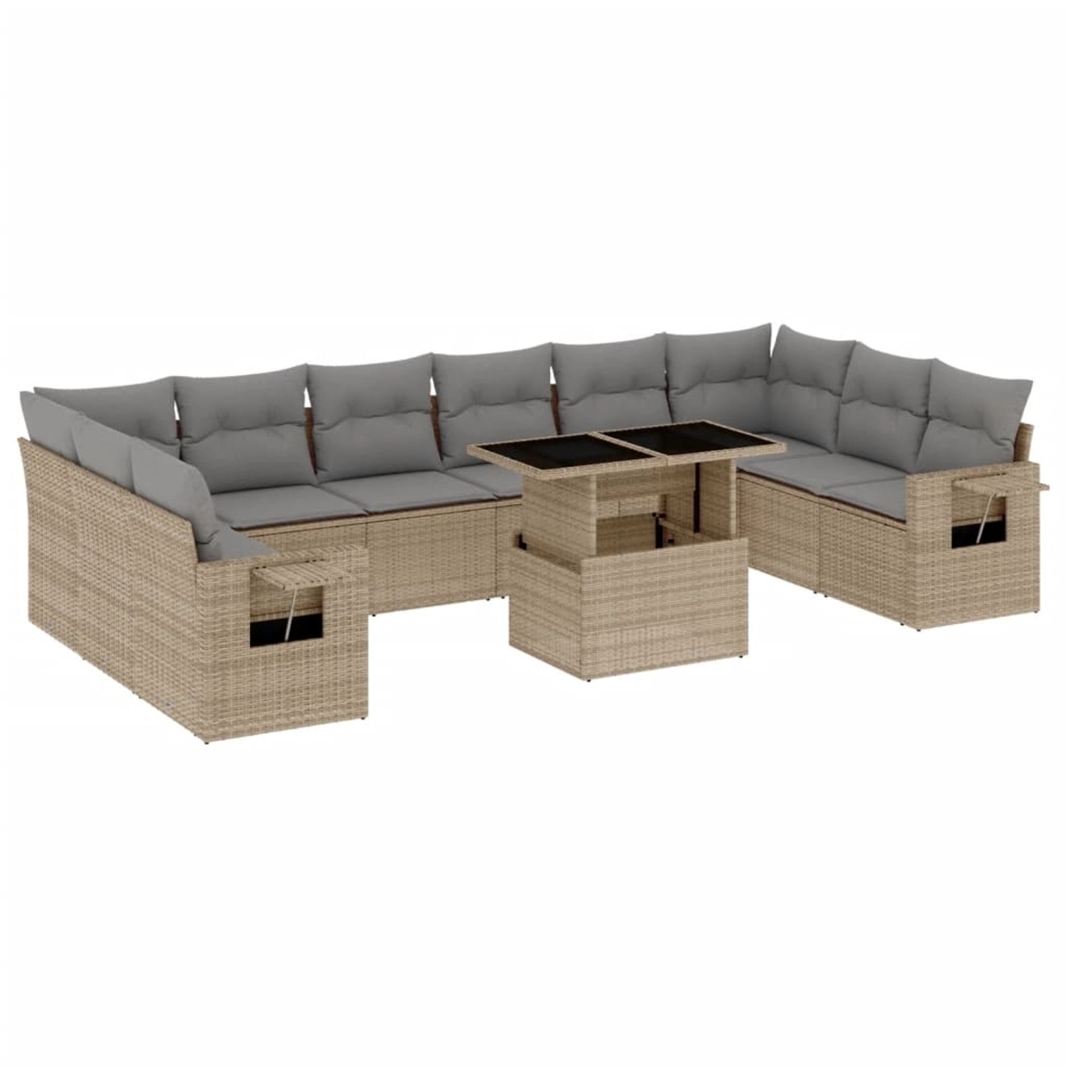 vidaXL 11-tlg Garten-Sofagarnitur mit Kissen Beige Poly Rattan Modell 179 günstig online kaufen