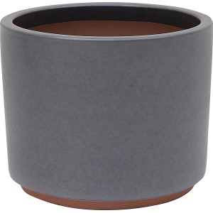 Anthrazitfarbener Keramik Pflanztopf, 32x32x26 cm, für Garten und Balkon.