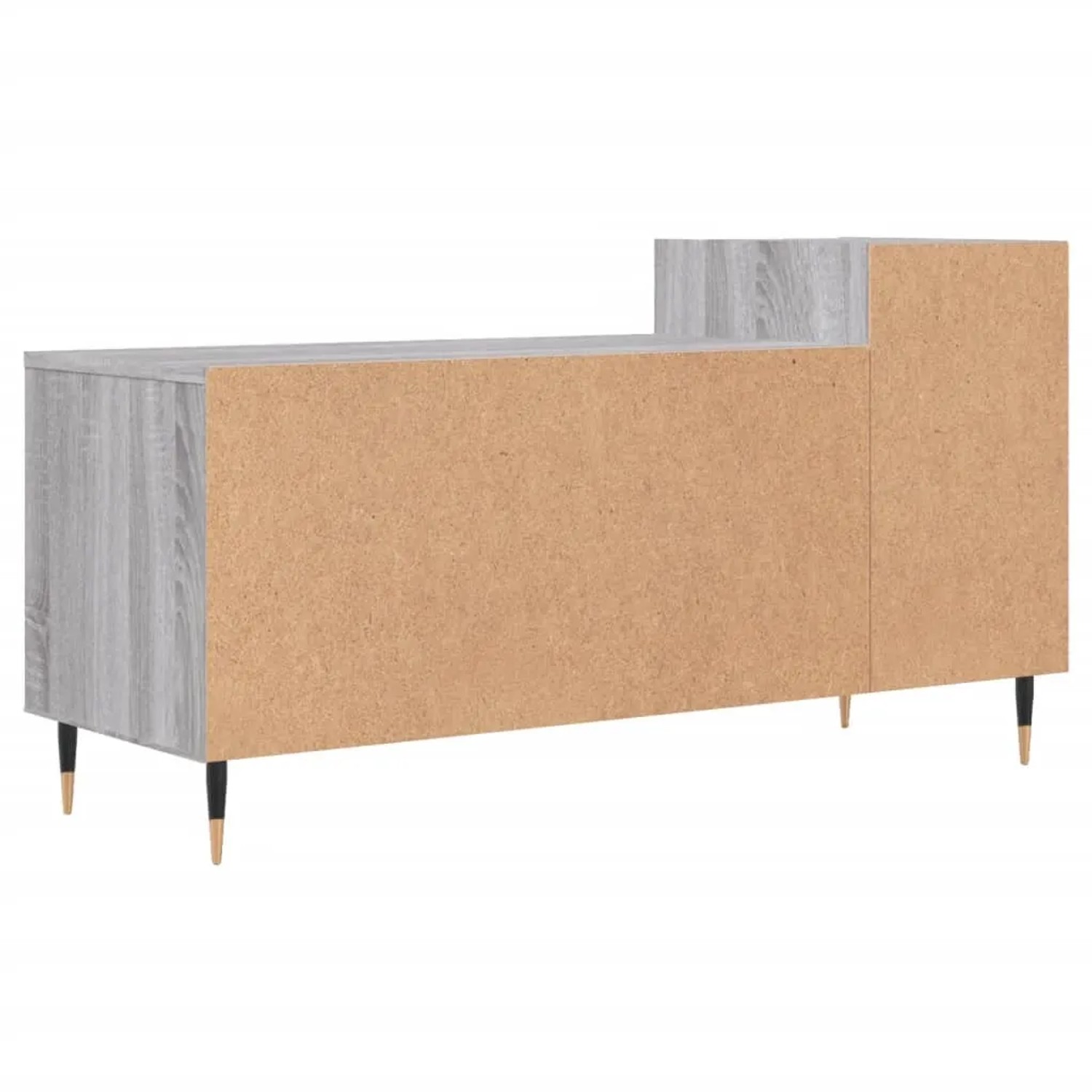 VidaXL TV-Schrank Grau Sonoma, 100x35x55 cm, Holzwerkstoff. Rückansicht des TV Möbels.