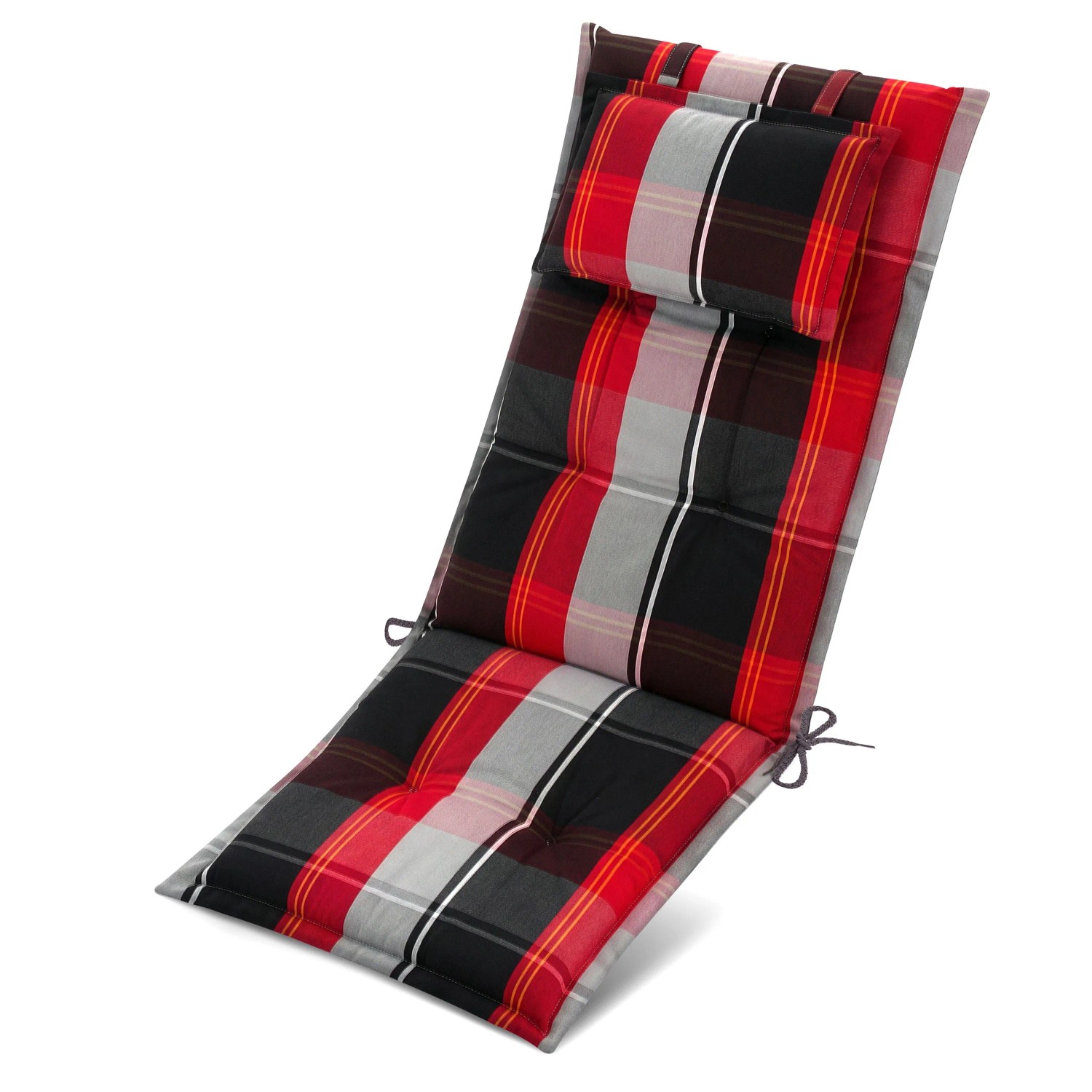Beautissu Premium Hochlehnerauflage 120x50x7cm Schwarz-Rot-Weiß-Kariert