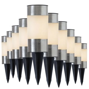 Marelida LED Solar Wegleuchten Erdspieß Edelstahl Solarleuchten Balkon Garten 10er Set