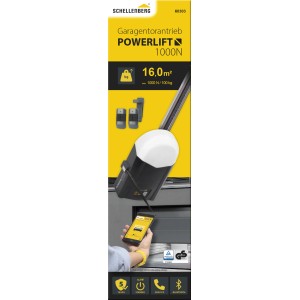 Schellenberg Garagentorantrieb Powerlift 1000N mit Zubehör und Smartphone-Steuerung.
