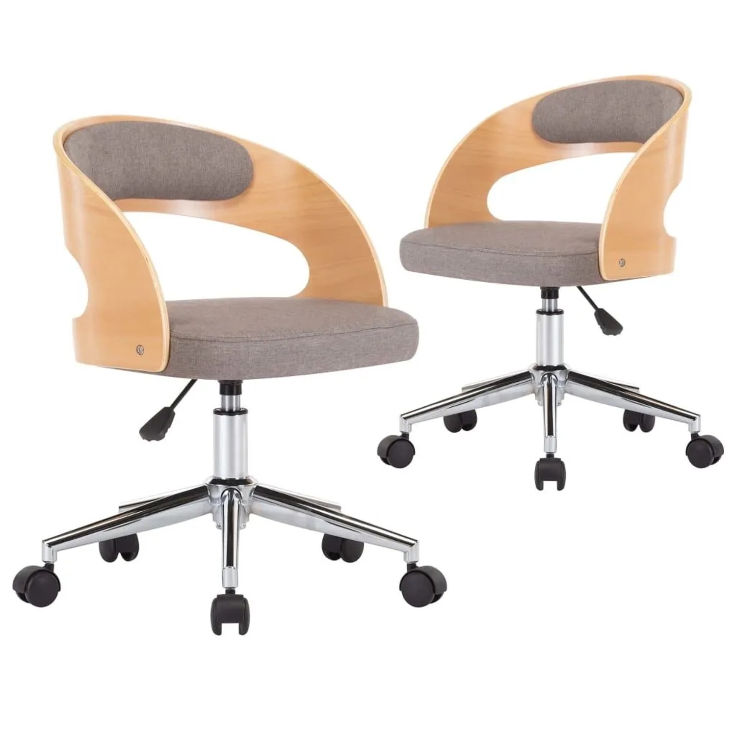 vidaXL Esszimmerstühle 2 Stk Drehbar Taupe Bugholz und Stoff 3054923