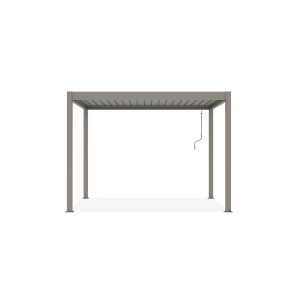 Freistehende, taupefarbene Cazeboo Piana Bioklimatische Pergola 3x2m aus Aluminium.