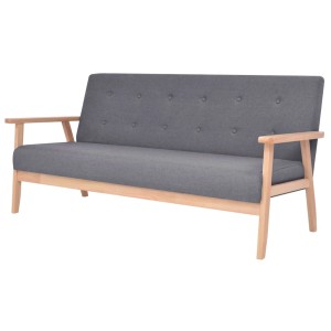 Dunkelgraues 3-Sitzer Relaxsofa mit Holzrahmen, Teil des vidaXL 2-tlg. Sofa-Sets.
