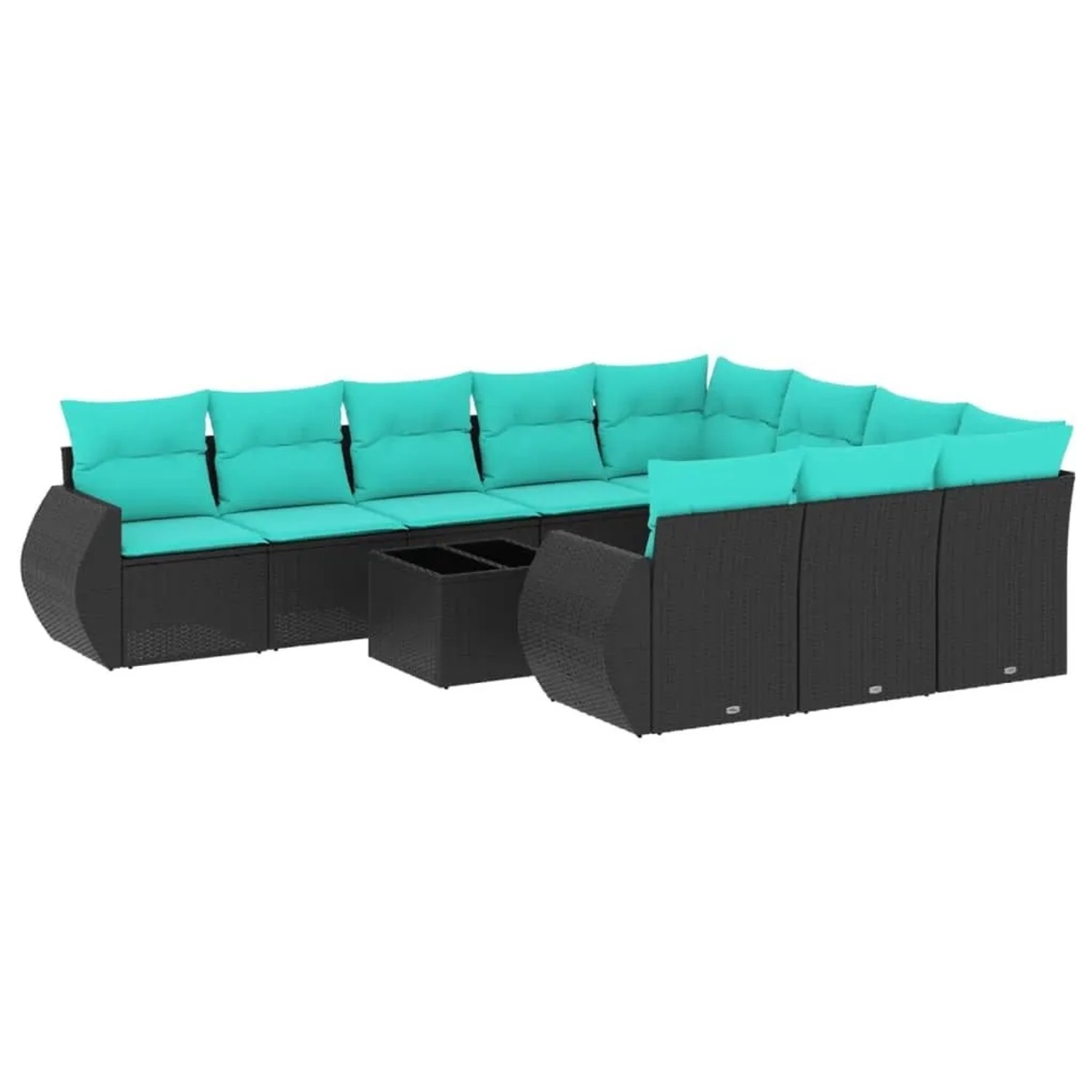 vidaXL 11-Tlg Gartensofa-Set mit Kissen Schwarzes Polyrattan 3221896 günstig online kaufen