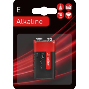 9V-Block Batterie E Alkaline für Geräte wie Taschenlampen und Spielzeug.
