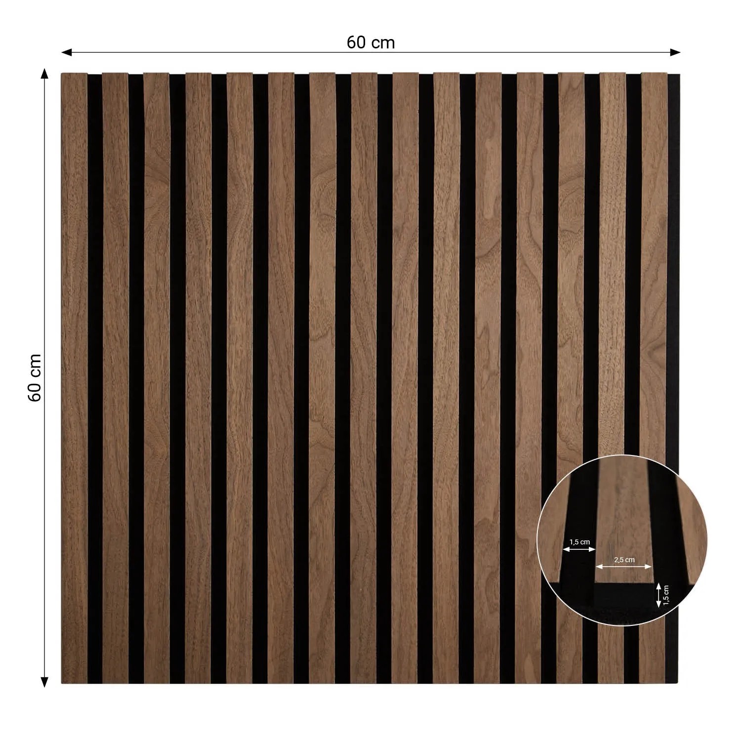 Homestyle4u Akustikpaneel Holz 60x60 cm Braun Wallnuss Wandpaneele Paneele_3