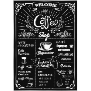 Komar Deko-Sticker Coffeeshop, Wandtattoo mit Kaffeehaus-Motiv, 50x70 cm.