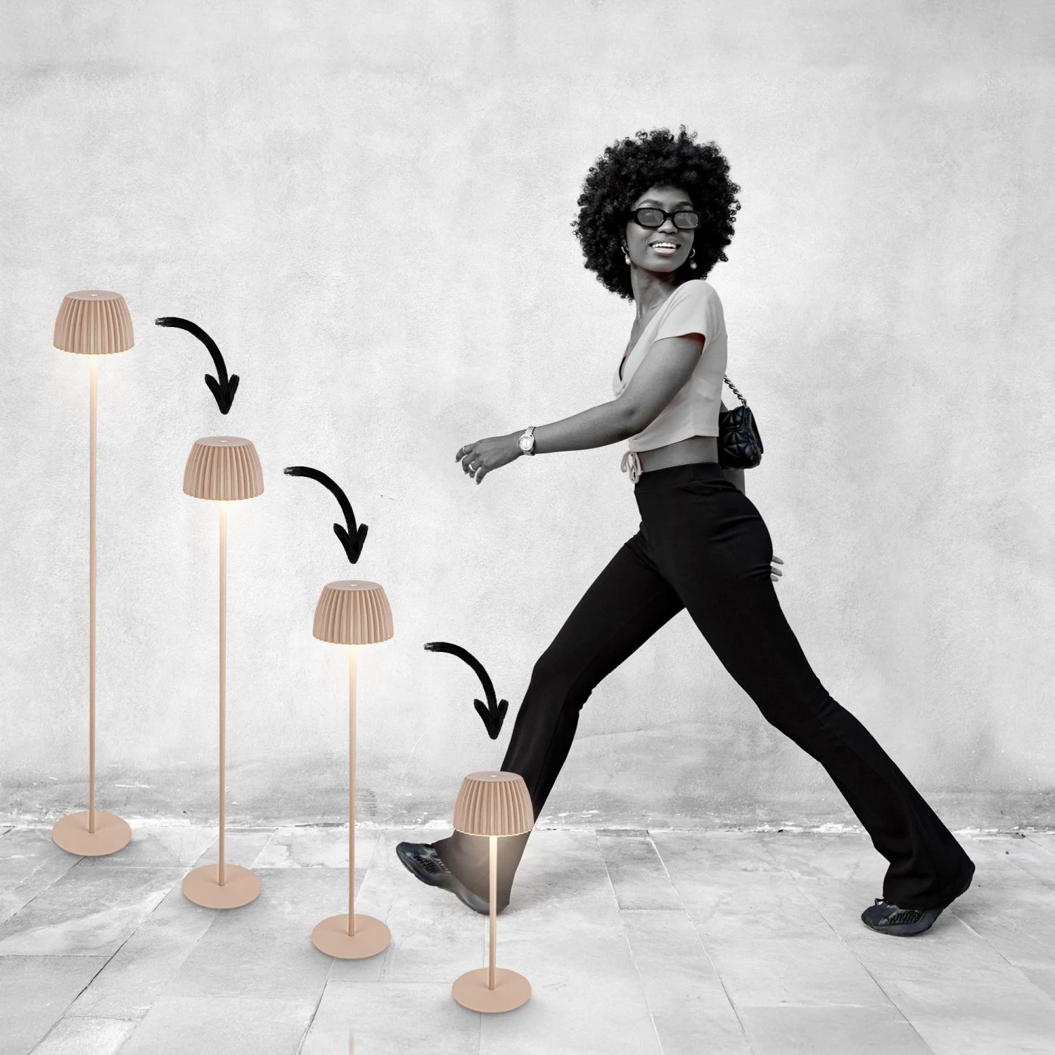 Brilo Akku-Stehleuchte Riffle Dimmbar Touch Lichtkante Beige_14