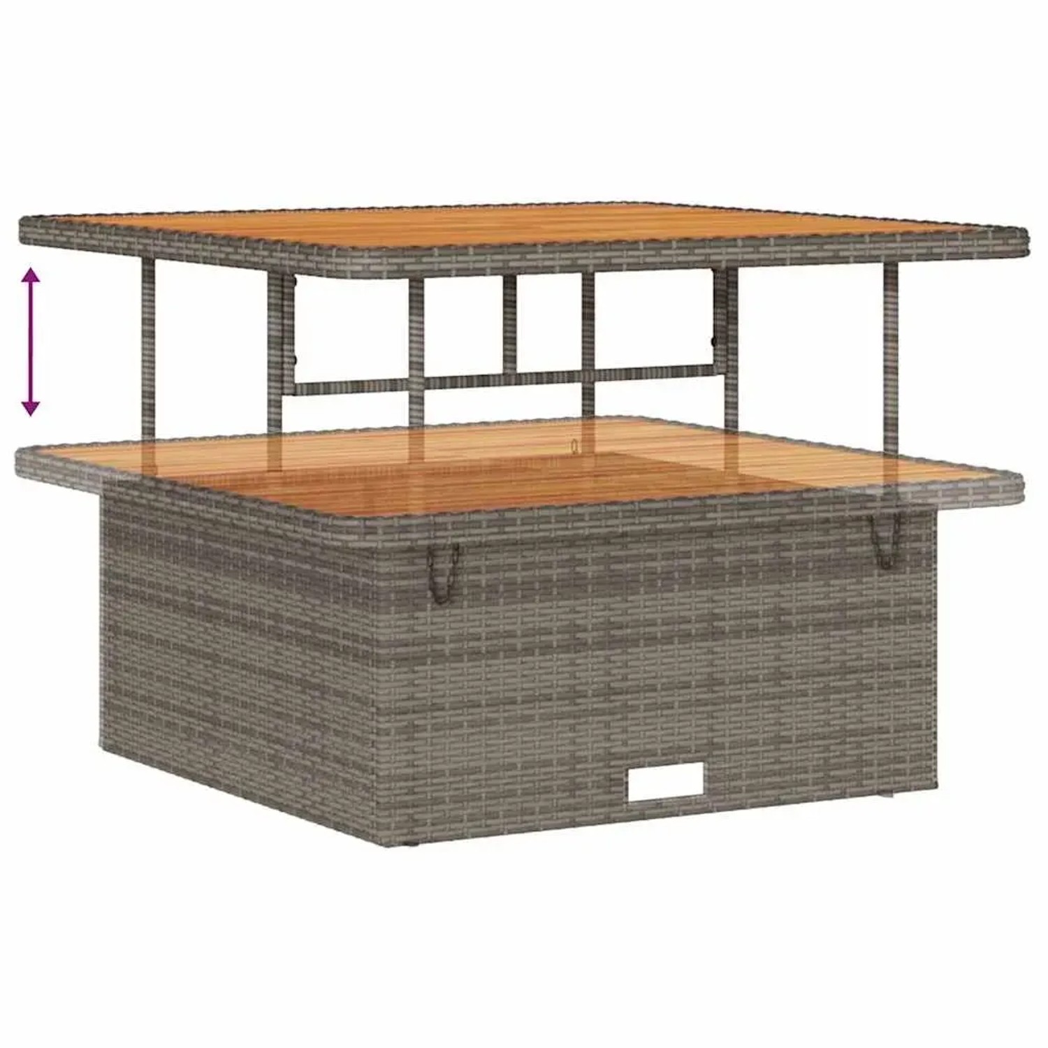 Graues vidaXL Gartenmöbel-Set aus Polyrattan mit Tisch und verstellbarer Höhe.