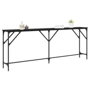 Schwarzer vidaXL Konsolentisch in Eichen-Optik, 200 cm breit, für Wohnzimmer.