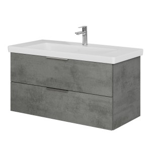 Steinkamp Waschtischunterschrank Living 2.0, oxid dunkelgrau mit Villeroy & Boch Subway 3.0 Waschtisch.