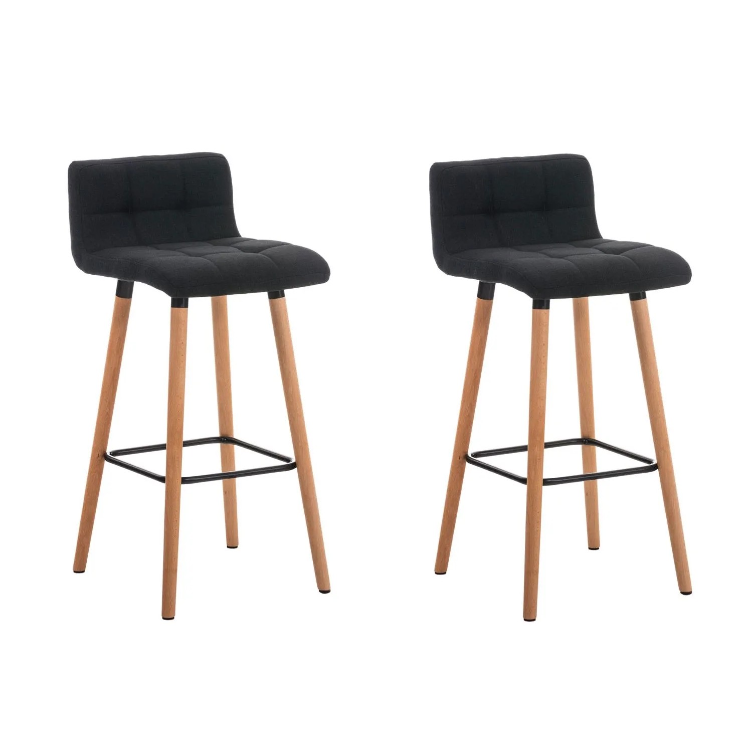 CLP 2er Set Barhocker Lincoln Stoff Dunkelgrau/Natura