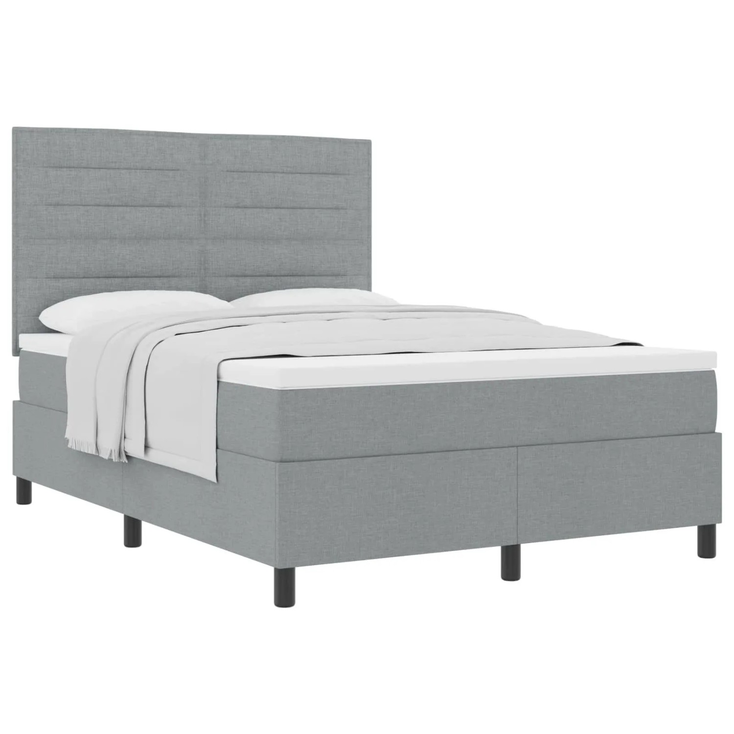vidaXL Boxspringbett mit Matratze Hellgrau 160 x 200 cm Stoff 3339322