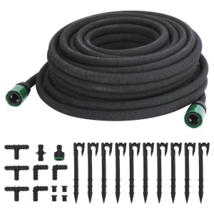 vidaXL Tropfschlauch Schwarz 25 m Gummi 155870