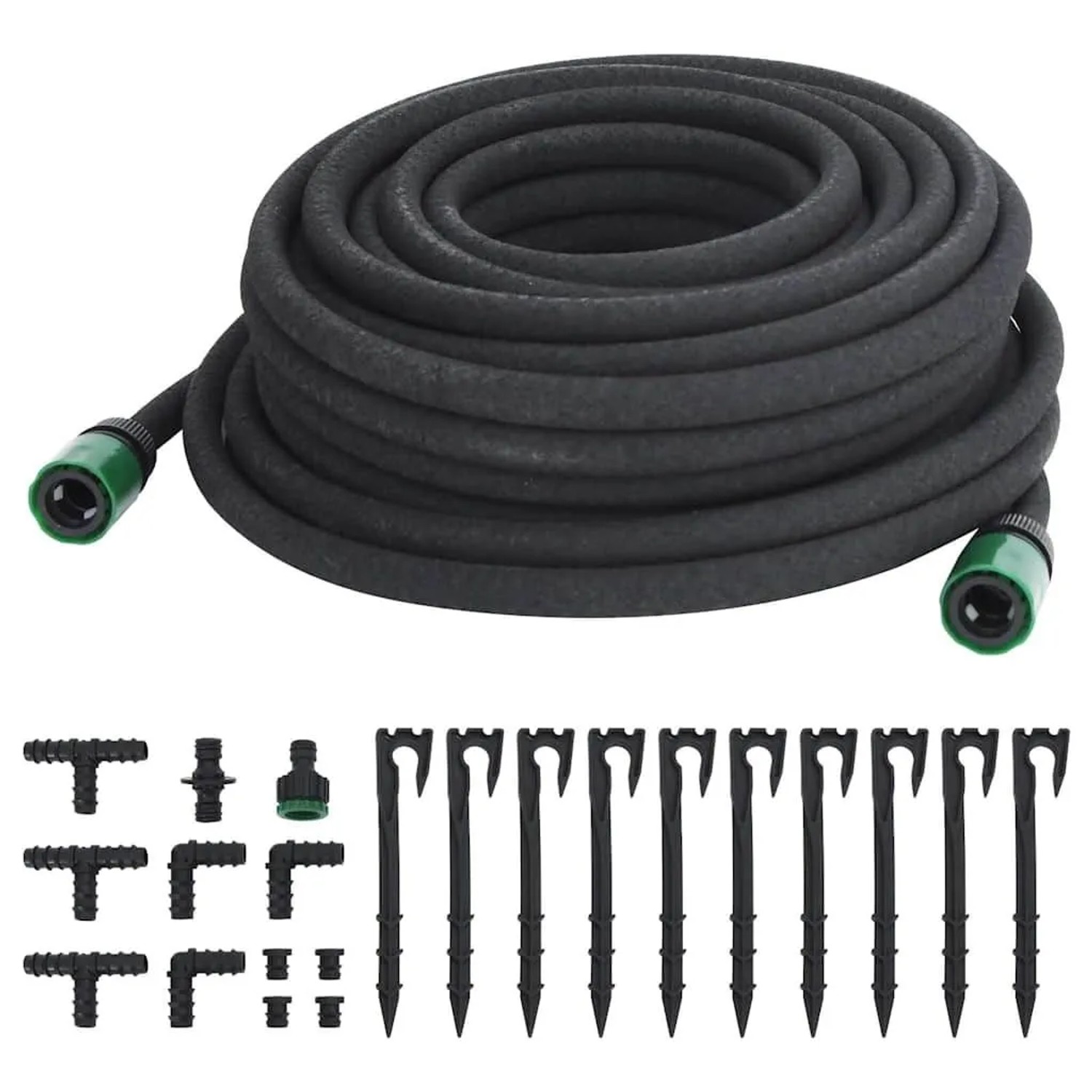 vidaXL Tropfschlauch Schwarz 25 m Gummi 155870