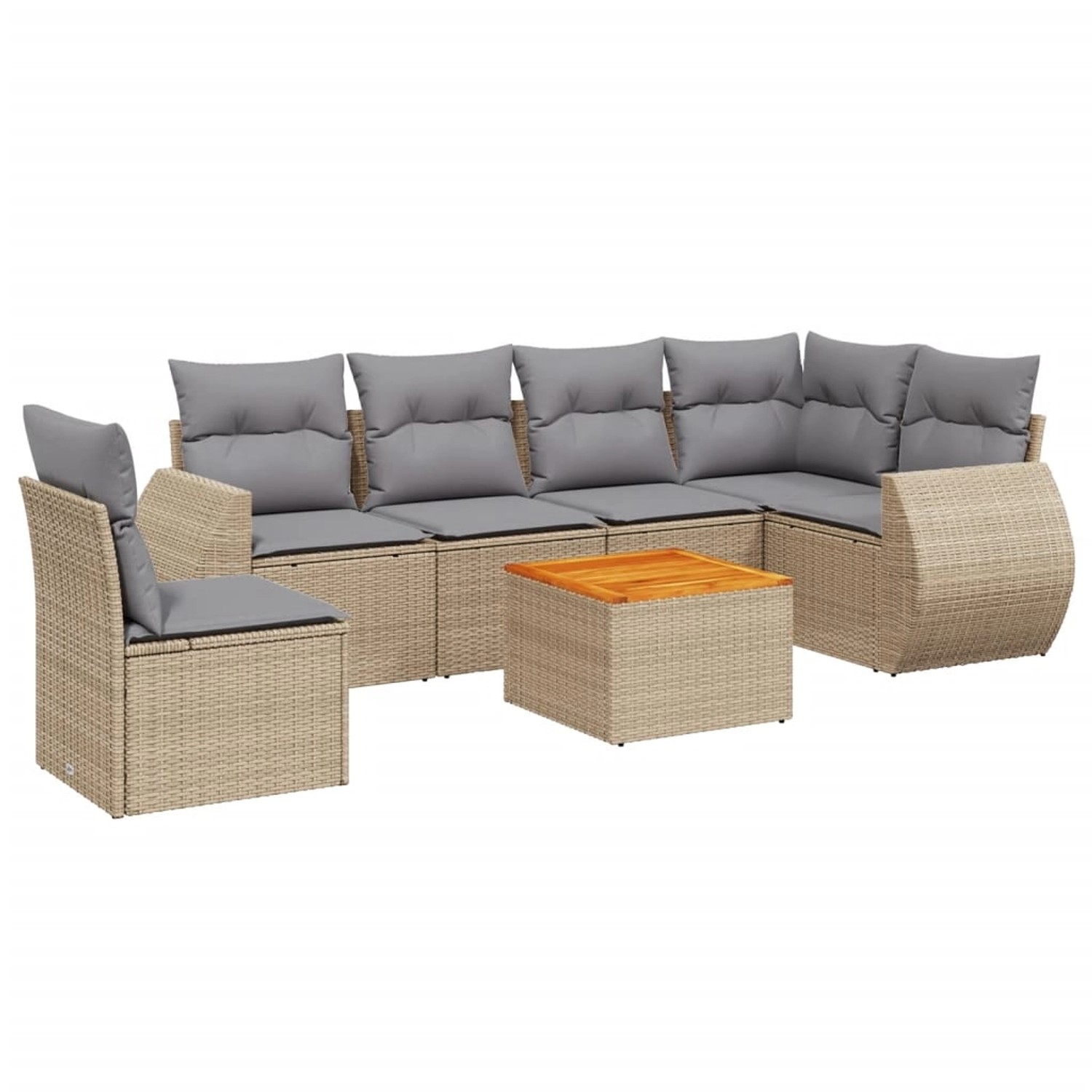 vidaXL 7-Tlg Garten-Sofagarnitur mit Kissen Beige Poly Rattan 3225030 günstig online kaufen