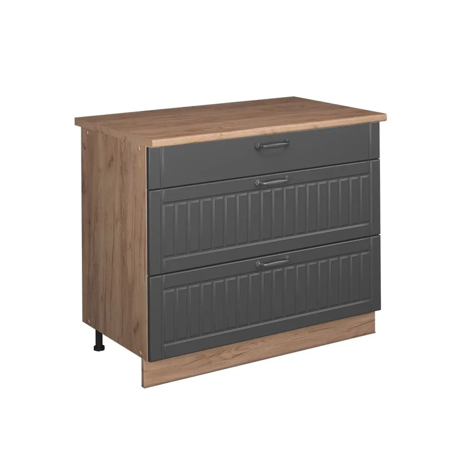 Vicco Küchenunterschrank Fame-Line Dunkelgrau/Goldkraft Eiche 100 x 82 AP Eiche Art Nr 62040