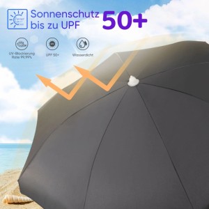 Sekey Sonnenschirm, 160cm, UV50+, wasserdicht, ideal für Strand und Balkon.