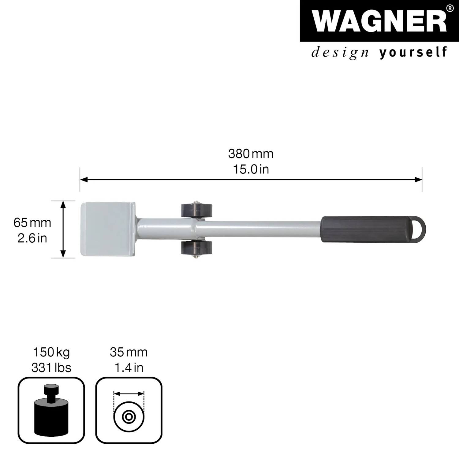 Wagner Möbelheber mit Hebeschaufel, Tragkraft 150 kg, Länge 38 cm. Transporthilfe für Möbel.