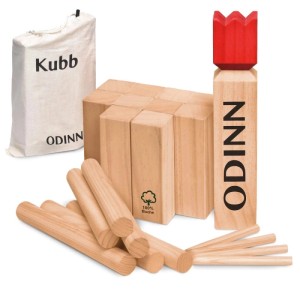 Toyfel Odinn Kubb Spielset aus Holz mit Tragetasche. Wikingerschach für Outdoor-Spaß.