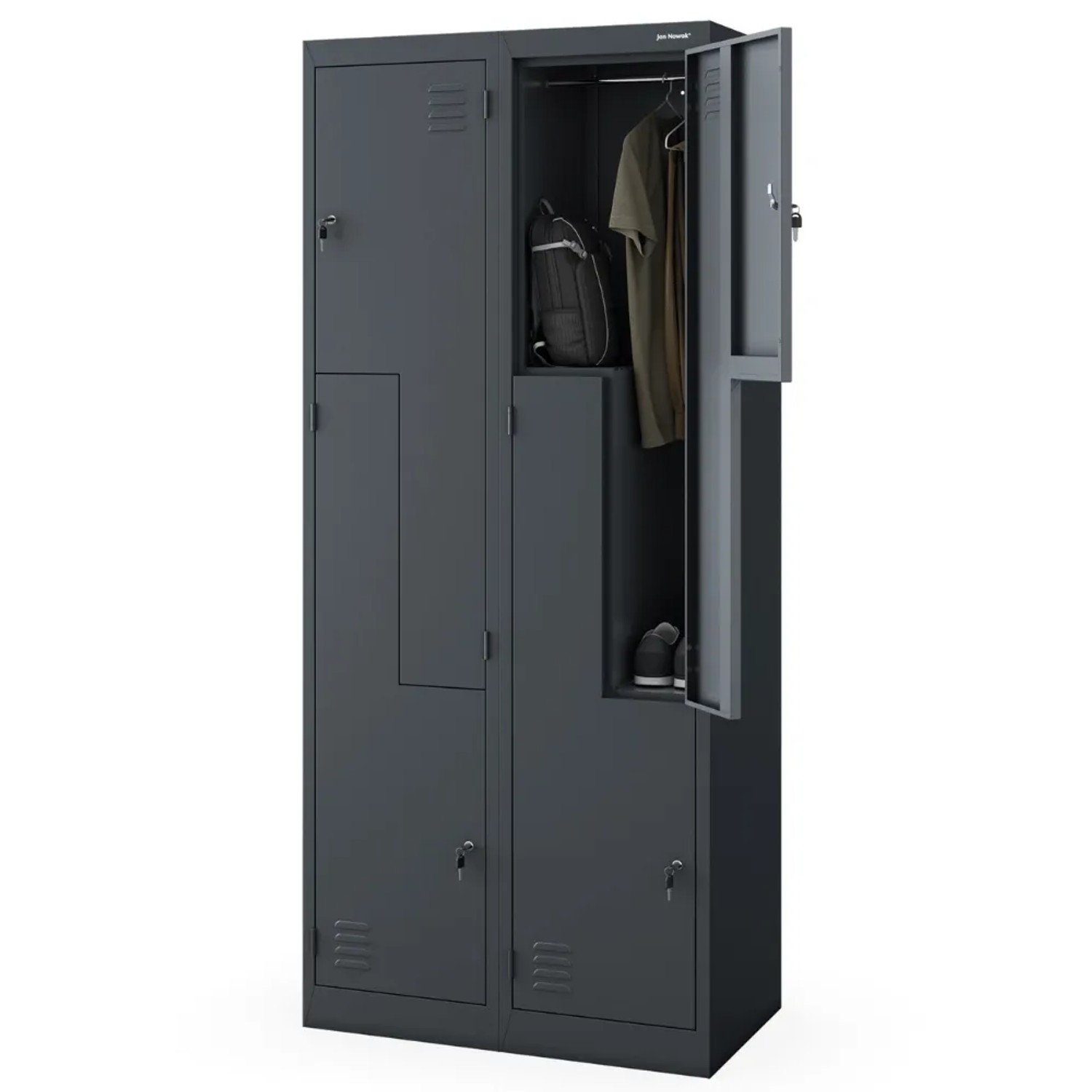 JAN NOWAK Umkleideschrank Spind JULIA 4 Abteile 185 x 80 x 45 cm Anthrazit