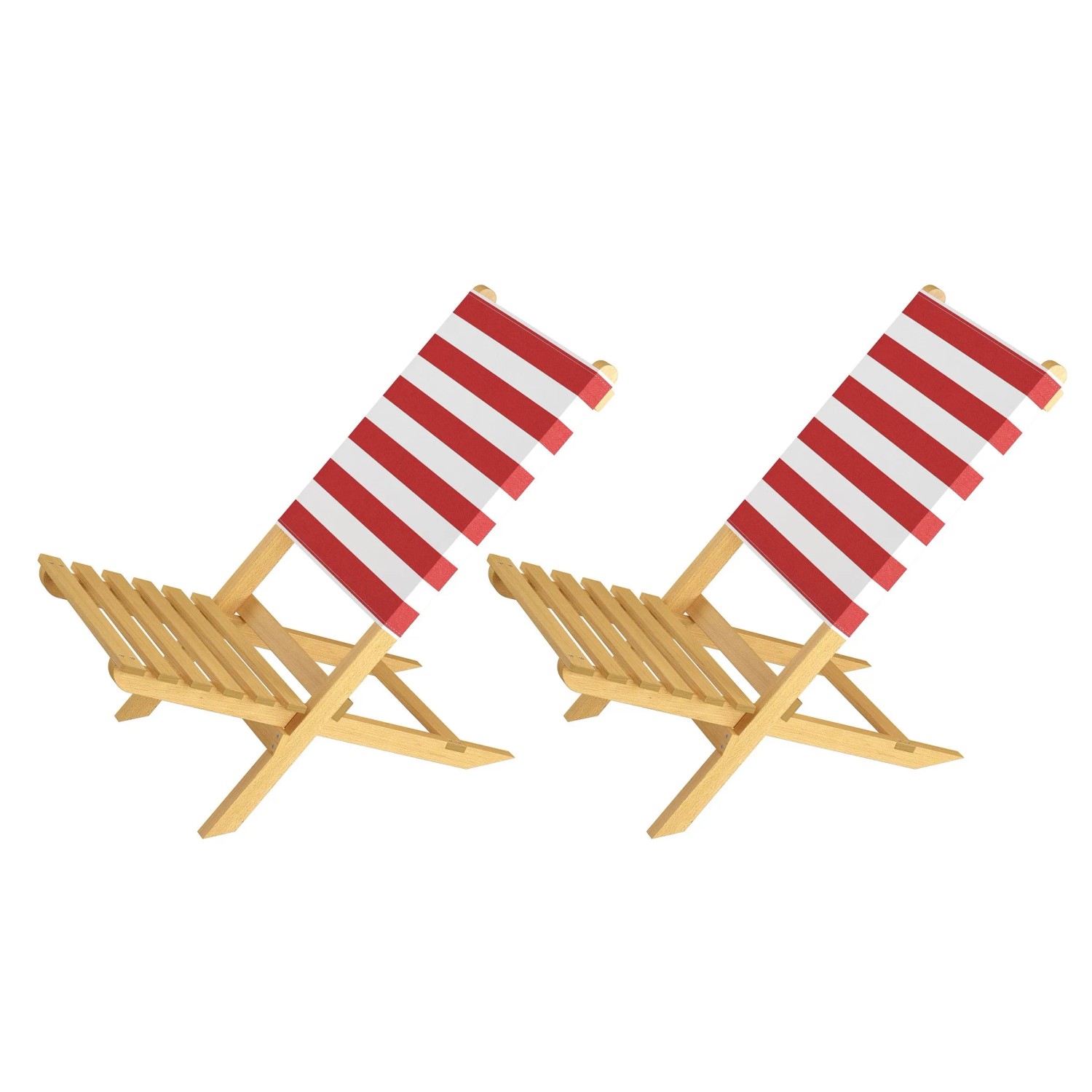 Erst-Holz Klappstuhl Strandstuhl Anglerstuhl Gartenstuhl mit Rot-Weißem Bezug 10-350 Doppelpack