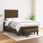 Dunkelbraunes Boxspringbett (120x200 cm) mit Matratze, Kopfteil und Bank. Stoffbezug.