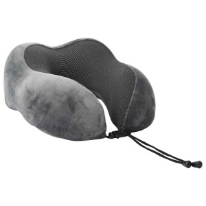 vidaXL Reisekissen für den Hals mit Kissen Grau 27 x 26 x 14 cm Samt 42012702