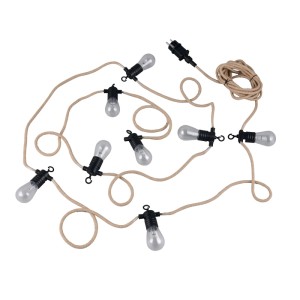 Reality LED Lichterkette Ember mit acht Glühbirnen und Hanfseil für den Außenbereich.