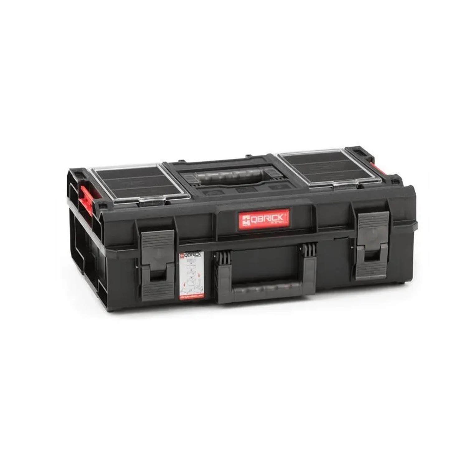 Schwarzer PROREGAL QBRICK Werkzeugkasten mit transparentem Deckel, 15,5 Liter Volumen.