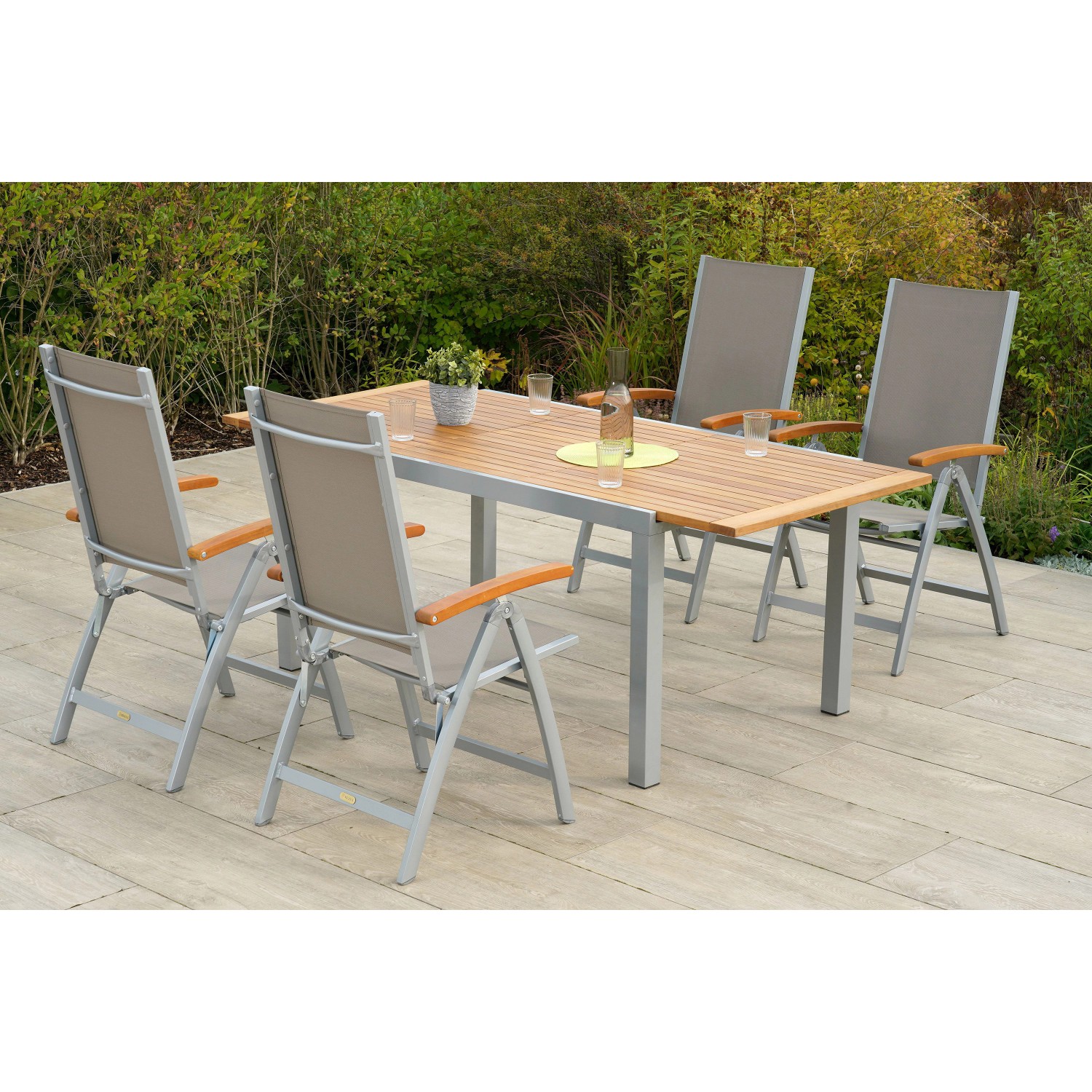 Merxx Naxos Set 5-tlg. Gartentisch Ausziehbar 150/200 x 90 cm günstig online kaufen