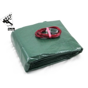 Karibu Winterabdeckplane für Rechteckpool, grün, mit Spannschnur und Spanner.